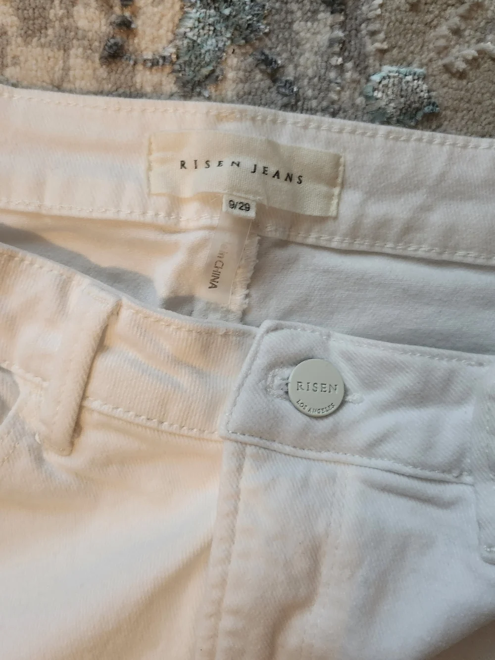 Women's White Ankle-Length Straight Jeans- Risen Jeans